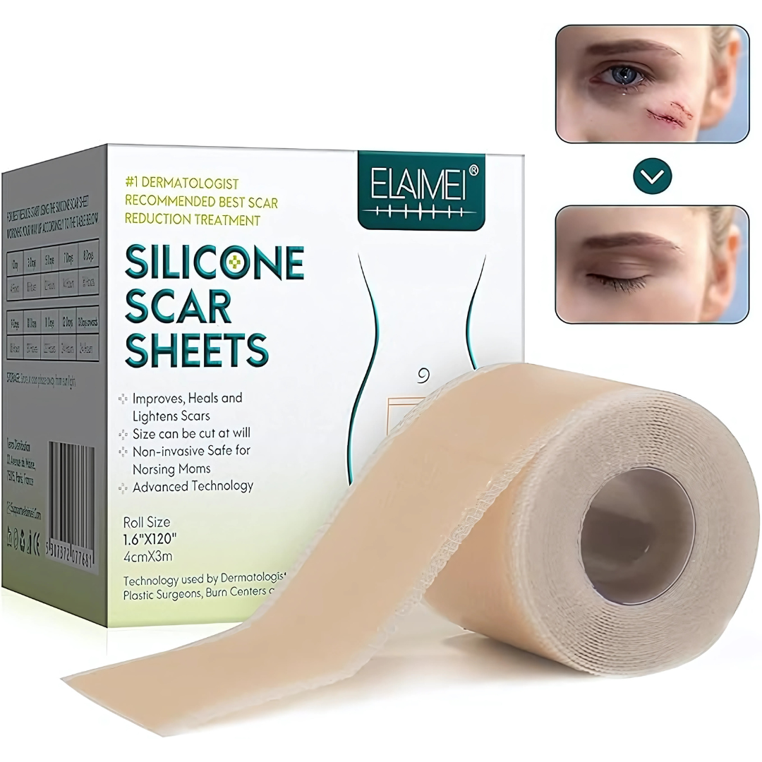 CINTA DE SILICONA PARA ELIMINAR CICATRICES – Tratamiento efectivo para cicatrices nuevas o antiguas