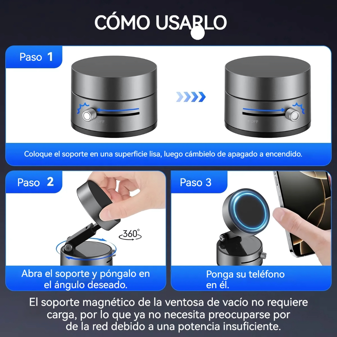 SOPORTE DE TELEFONO MAGNETICO – Mantén tu celular firme, visible y siempre a mano