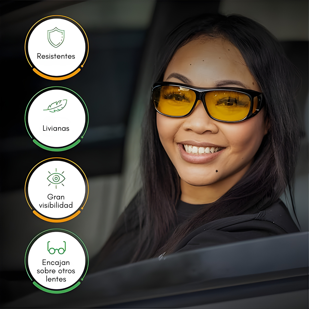 LENTES PARA MANEJAR DE NOCHE Y LENTES DE SOL — Vision clara de dia, seguridad total de noche