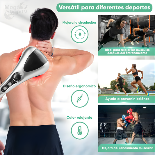 MASAJEADOR ELÉCTRICO DOBLE CABEZAL PRO – Alivio profundo con vibración y luz infrarroja para una recuperación más completa