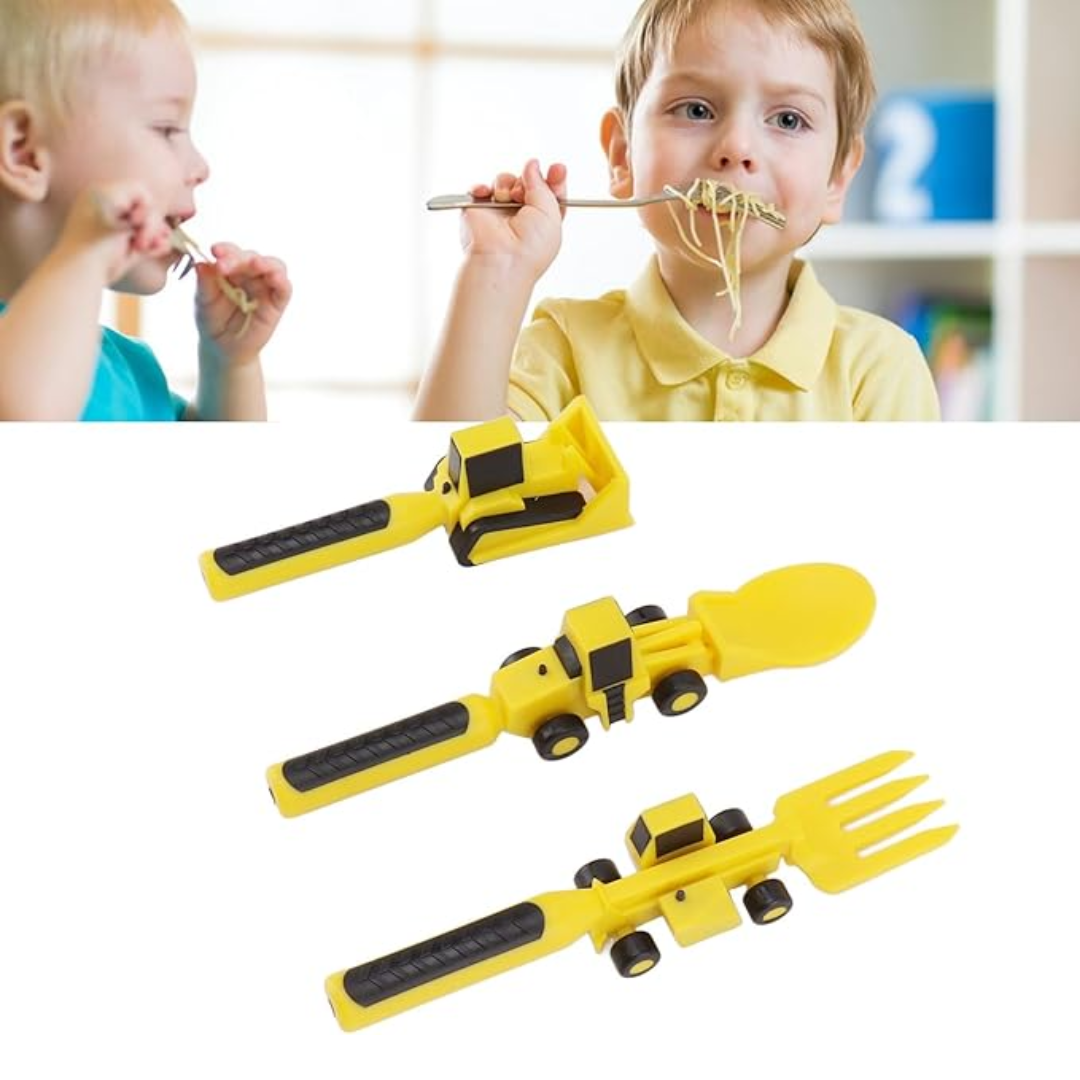 CUBIERTOS CON DISEÑOS DE CAMIONES – Comer nunca fue tan divertido