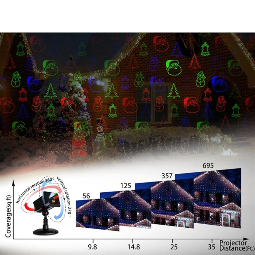 PROYECTOR NAVIDEÑO A PRUEBA DE AGUA – Iluminación festiva sin límites, incluso bajo la lluvia