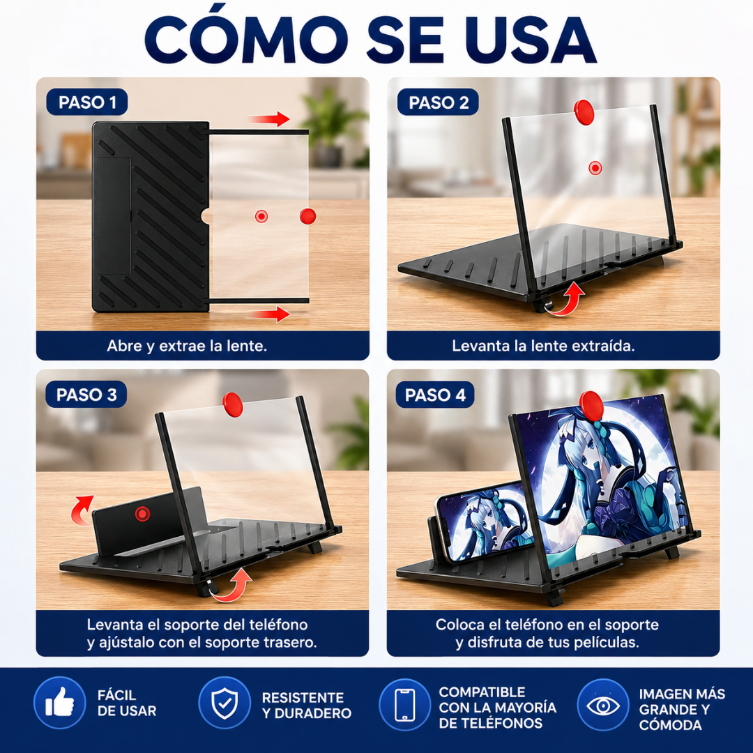 AMPLIFICADOR DE PANTALLA 3D PARA CELULAR – Vive cada partido como si estuvieras en la tribuna