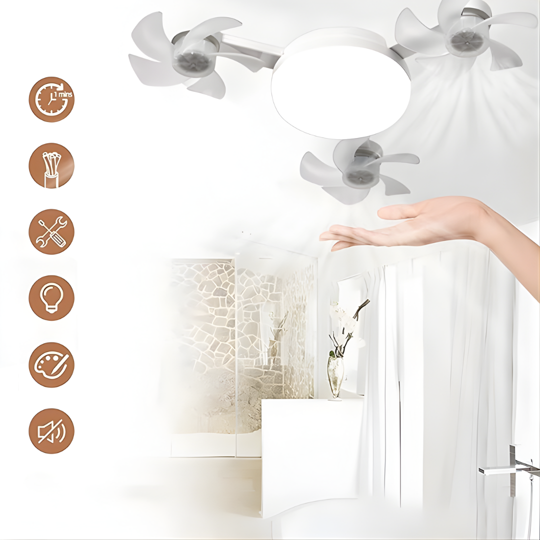 LUZ CON TRES VENTILADORES — Ilumina y refresca sin ventiladores que estorben