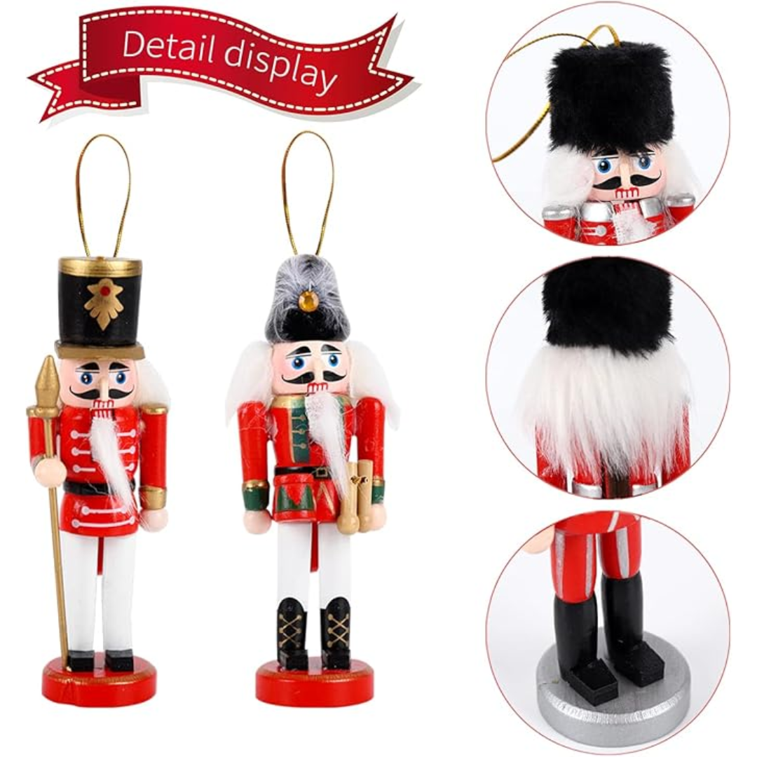 SET DE 4 ADORNOS CASCANUECES – Tradición, color y encanto para tu árbol de Navidad