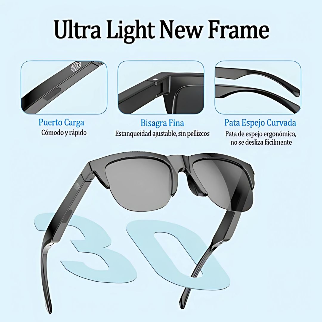 GAFAS INALÁMBRICAS CON AUDIO – Estilo y música en un solo accesorio