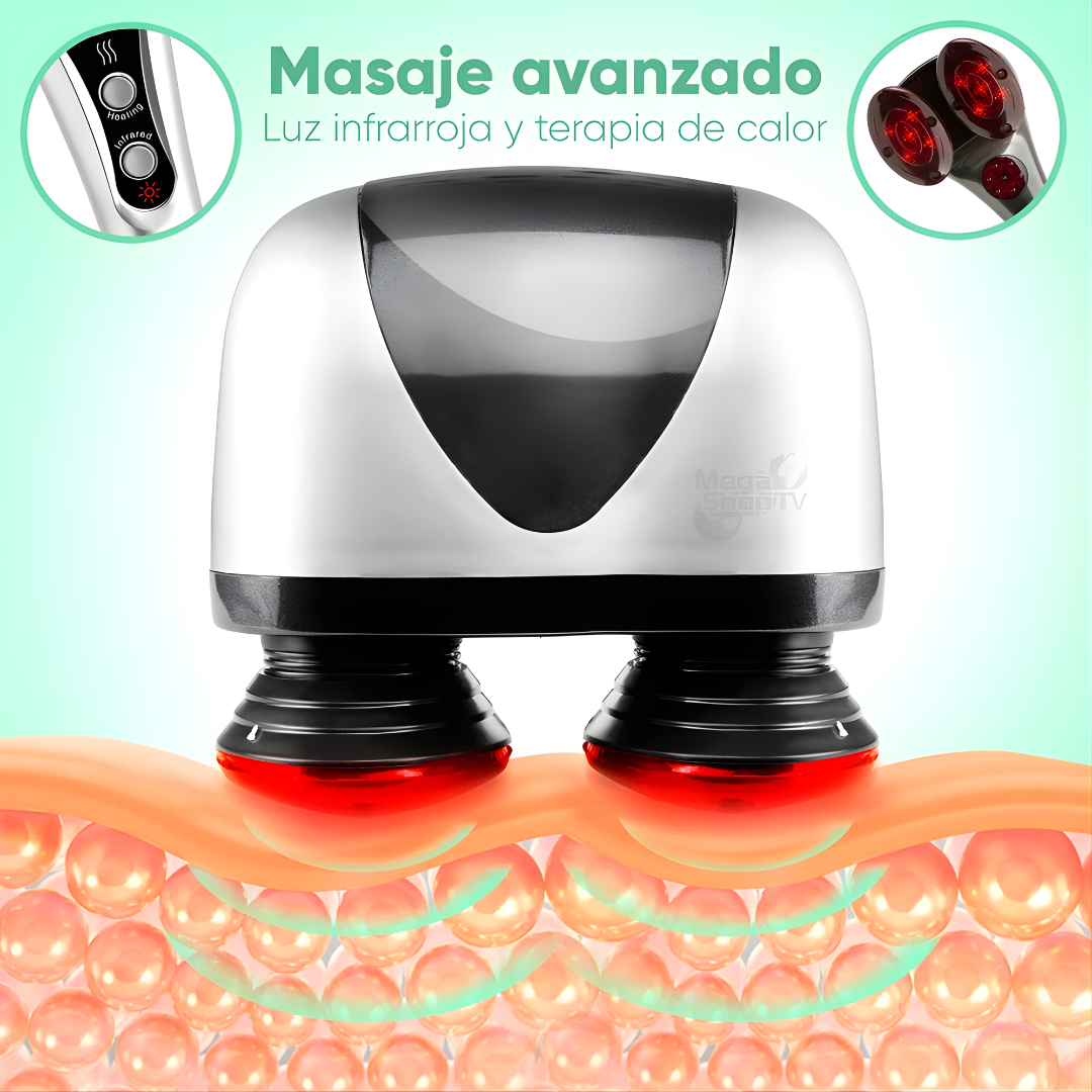 MASAJEADOR ELÉCTRICO DOBLE CABEZAL PRO – Alivio profundo con vibración y luz infrarroja para una recuperación más completa