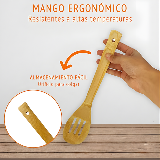 SET DE UTENSILIOS DE COCINA EN MADERA – Cuidado natural, estilo cálido y cocina sin rayones