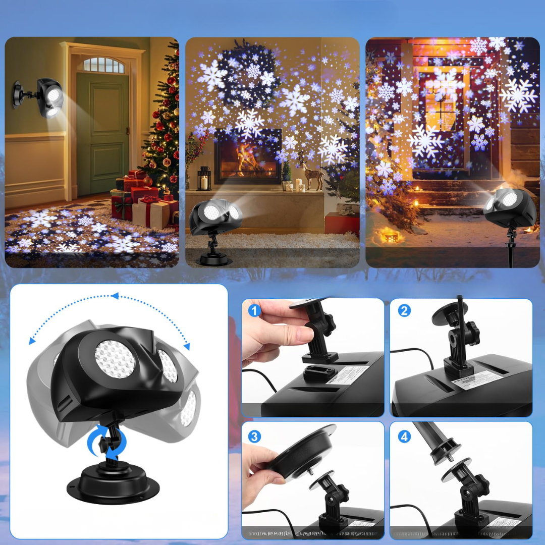 PROYECTOR VINOCULAR SNOWFLAKE – Crea un espectáculo invernal en segundos