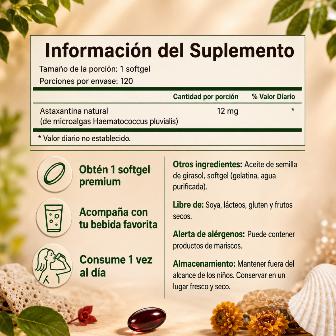 ASTAXANTHIN EN SOFTGELS – Apoyo antioxidante e inmune