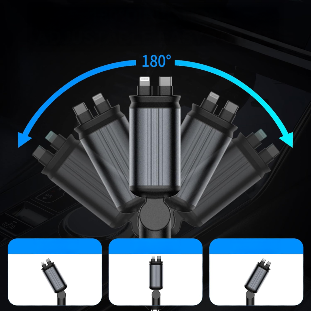CARGADOR PARA AUTO 4 EN 1 – Potencia, rapidez y orden en cada viaje