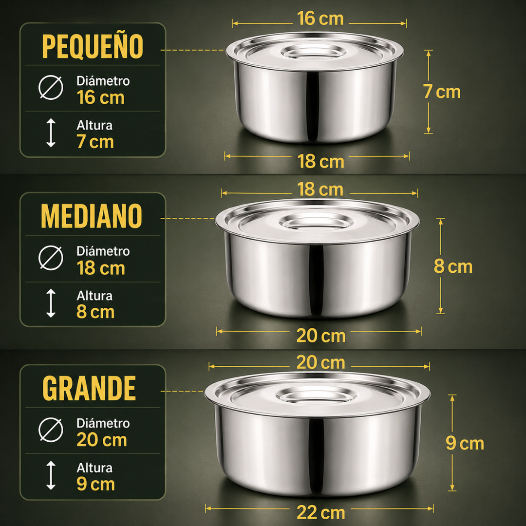 JUEGO DE OLLAS DE ACERO INOXIDABLE – Durabilidad que ahorra espacio