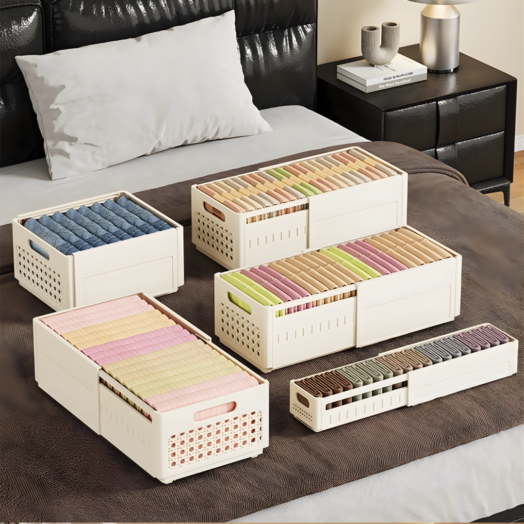 CAJA MODULAR EXPANDIBLE GRANDE CREMA – Orden inteligente, espacio optimizado y organización versátil para cocina y clóset