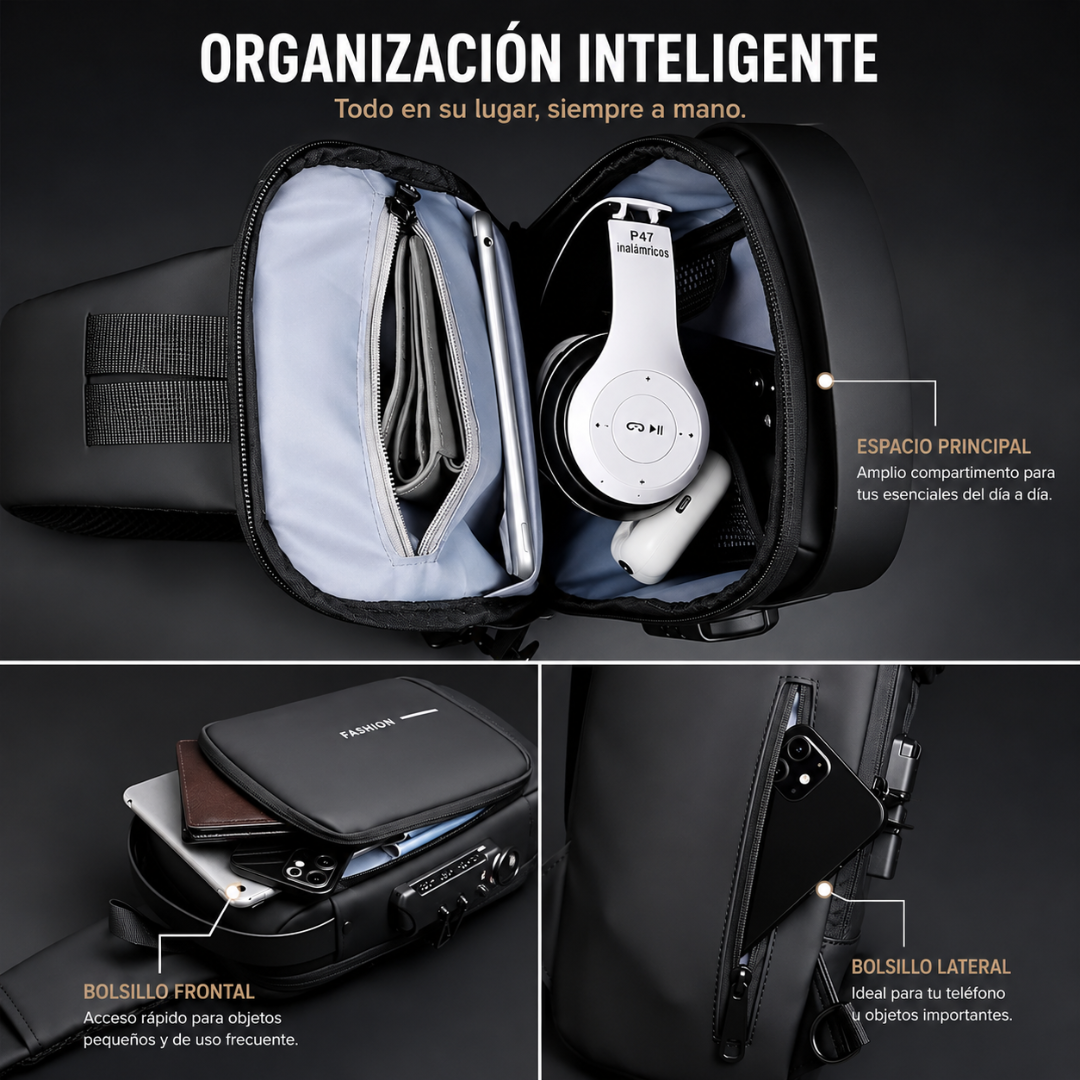 BOLSO ANTIROBO SMART – Protección inteligente y organización segura para cada salida