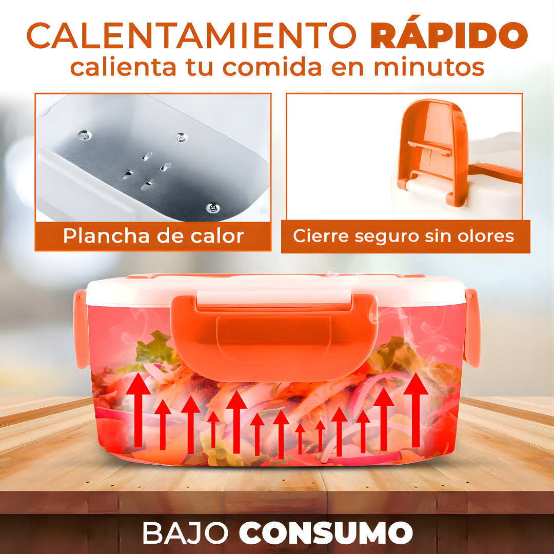 LONCHERA ELÉCTRICA PARA CALENTAR ALIMENTOS — Comida caliente donde estés, sin microondas