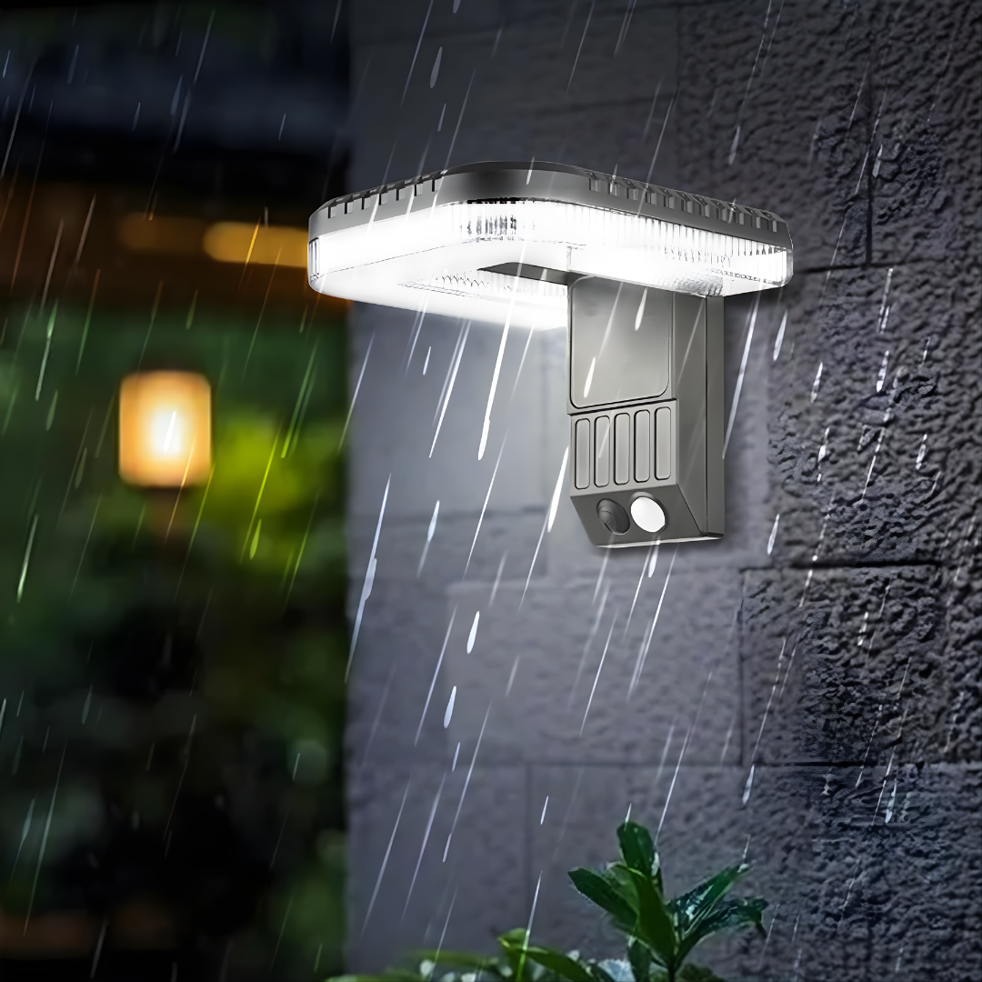 LÁMPARA DE PARED SOLAR CON SENSOR DE MOVIMIENTO – Iluminación automática, ahorro energético y seguridad exterior