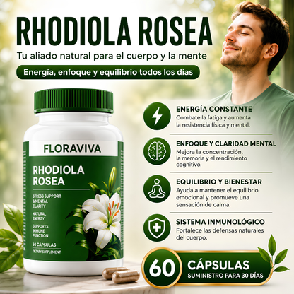 FLORAVIVA RHODIOLA ROSEA – Energía mental, resistencia al estrés y enfoque para rendir mejor cada día
