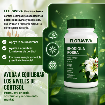FLORAVIVA RHODIOLA ROSEA – Energía mental, resistencia al estrés y enfoque para rendir mejor cada día