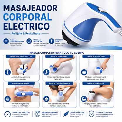 MASAJEADOR CORPORAL ELÉCTRICO – Estimula, masajea y complementa tu rutina corporal
