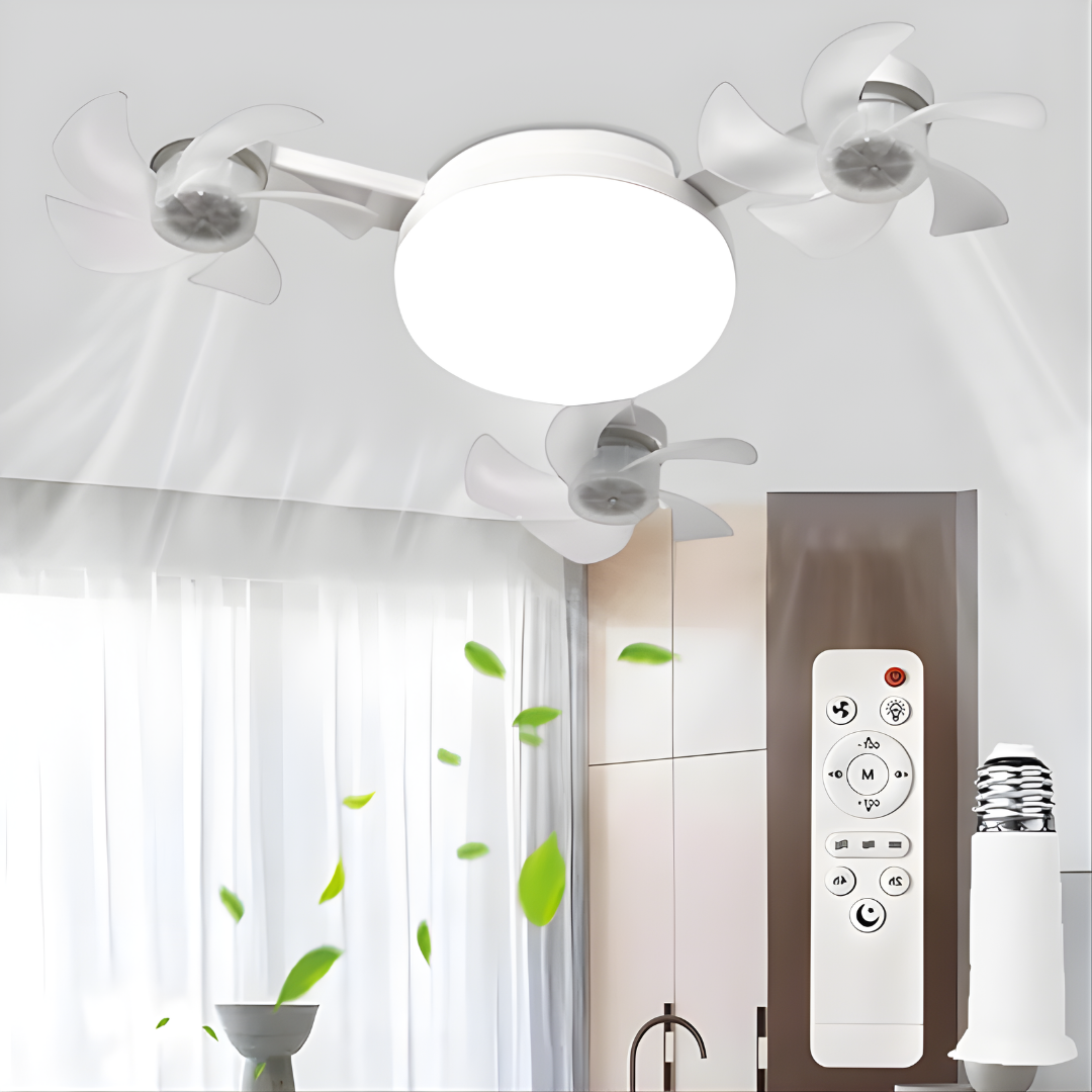 LUZ CON TRES VENTILADORES — Ilumina y refresca sin ventiladores que estorben