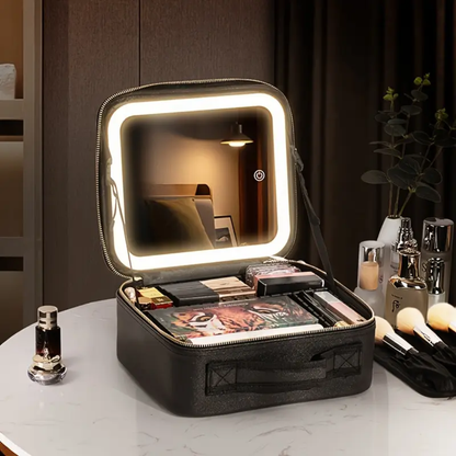 COSMETIQUERA CON ESPEJO LED — Tu mini beauty studio portátil