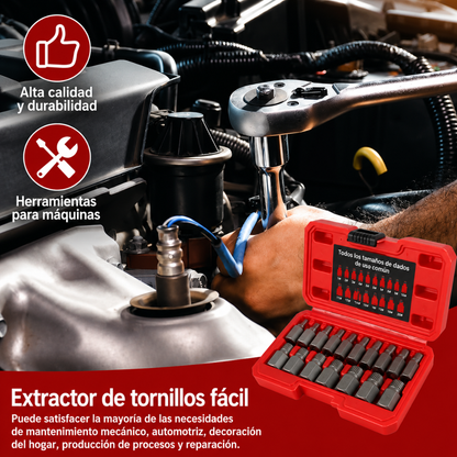 KIT DE EXTRACTORES DE TORNILLOS — Saca tornillos pelados y rotos sin fuerza