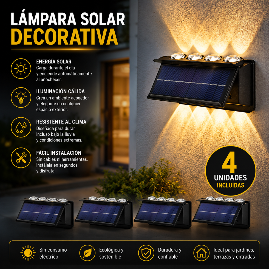 LÁMPARA SOLAR DECORATIVA (PACK X4) – Ilumina y transforma exteriores