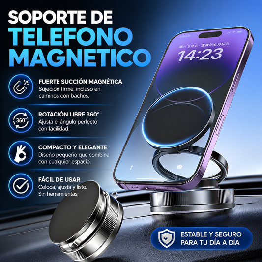 SOPORTE DE TELÉFONO MAGNÉTICO – Celular firme, visible y siempre a mano en cualquier lugar