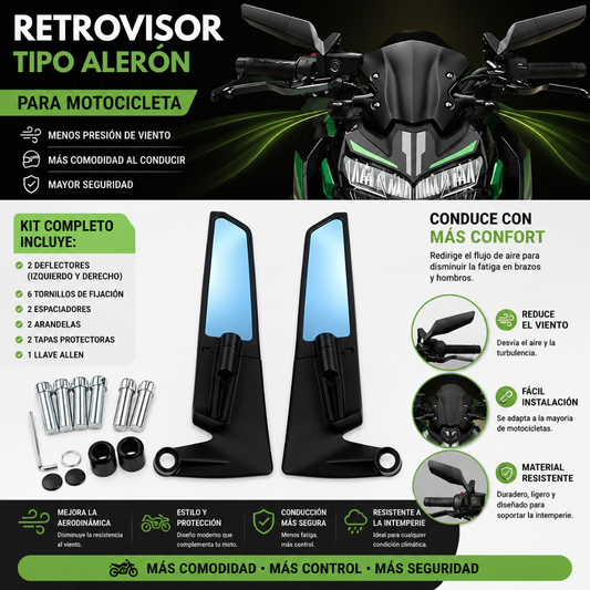 RETROVISORES PARA MOTO — Estilo deportivo y visibilidad total en tu moto