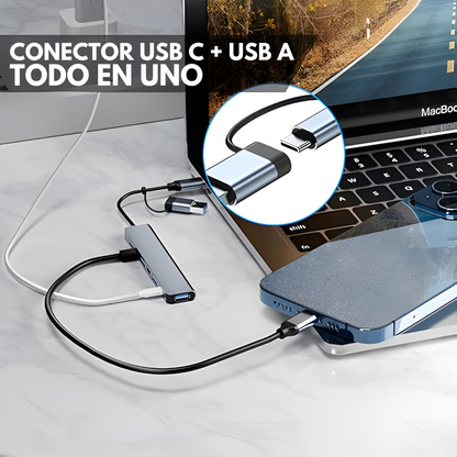 HUB USB 7 EN 1 DE ALTA VELOCIDAD – Más puertos, más orden y máxima productividad en cada conexión