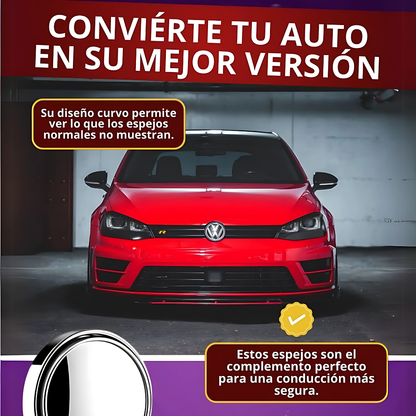 PAR DE ESPEJO REDONDO PARA PUNTO CIEGO — Visión total, conducción más segura