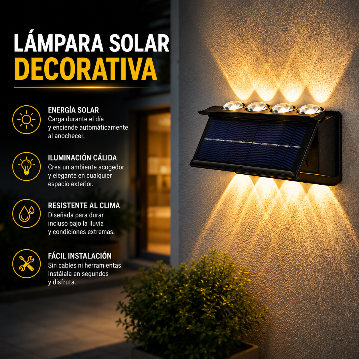 LÁMPARA SOLAR DECORATIVA – Ilumina y transforma exteriores