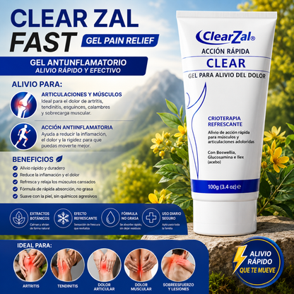 GEL PAIN RELIEF - CLEAR ZAL FAST – Alivio tópico refrescante para músculos, articulaciones y zonas sensibles