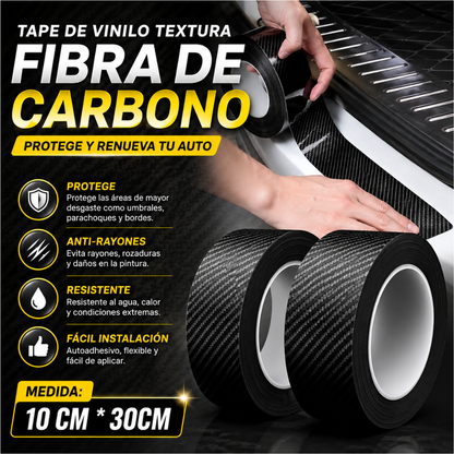 TAPE DE VINILO TEXTURA FIBRA DE CARBONO – Protección antirayones para carro