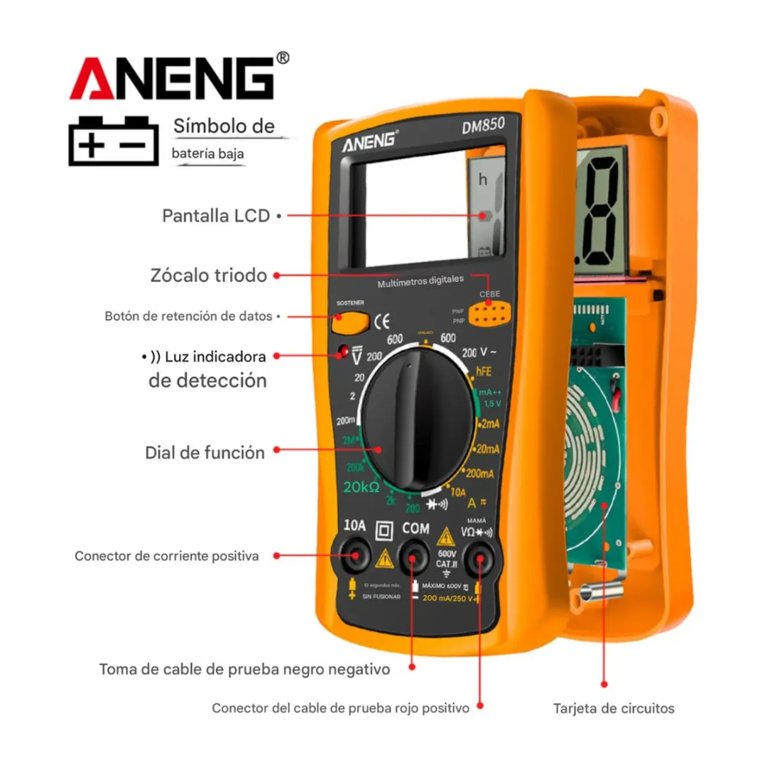 MULTÍMETRO DIGITAL ANENG DM 859 – Medición precisa, diagnóstico confiable y control total en cada prueba