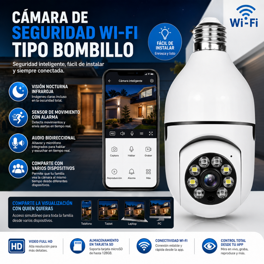 CÁMARA JORTAN JT 8177 – Monitoreo 360°, visión nocturna y control desde tu celular