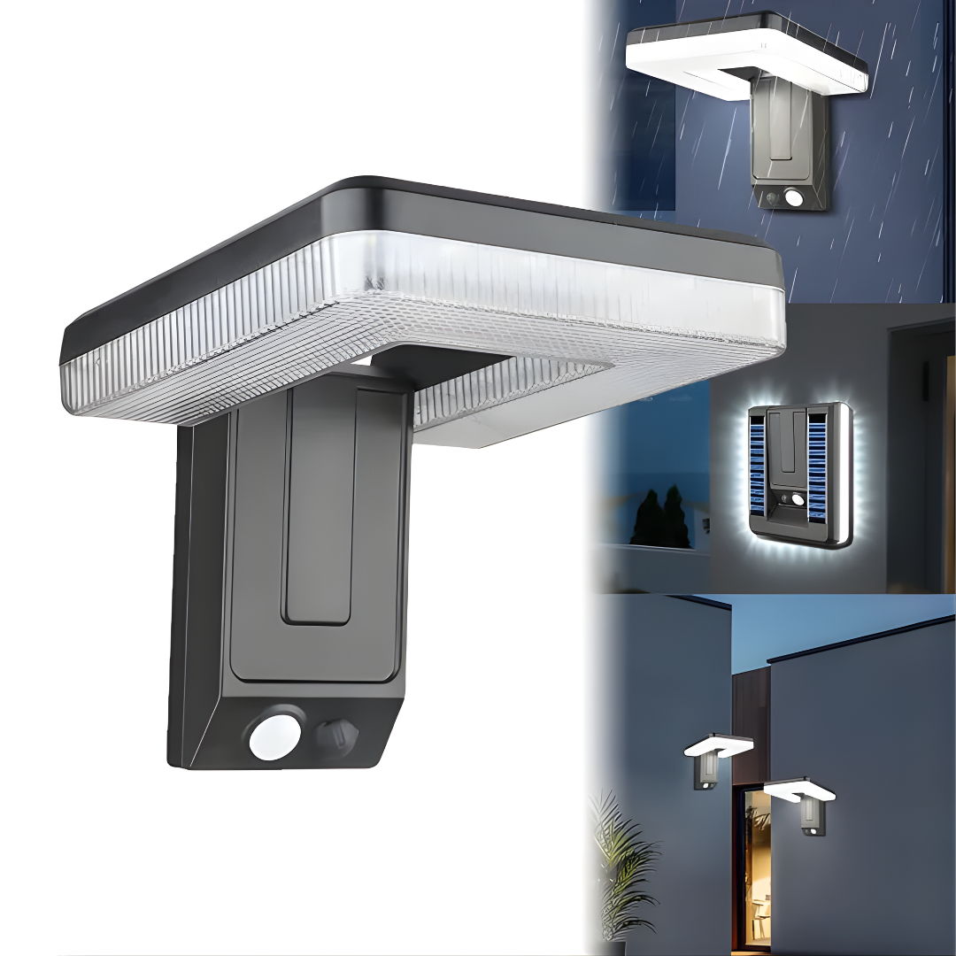 LÁMPARA DE PARED SOLAR CON SENSOR DE MOVIMIENTO – Iluminación automática, ahorro energético y seguridad exterior