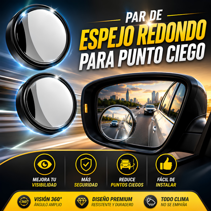 PAR DE ESPEJO REDONDO PARA PUNTO CIEGO — Visión total, conducción más segura