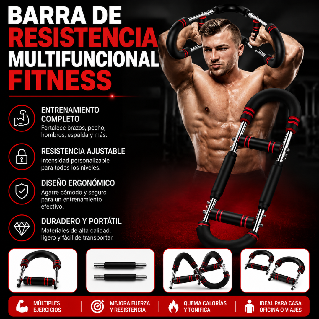 BARRA DE RESISTENCIA MULTIFUNCIONAL FITNESS – Entrena todo el torso