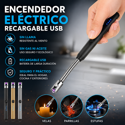 ENCENDEDOR ELÉCTRICO RECARGABLE USB – Prende todo sin gas, sin flama y sin quemarte los dedos