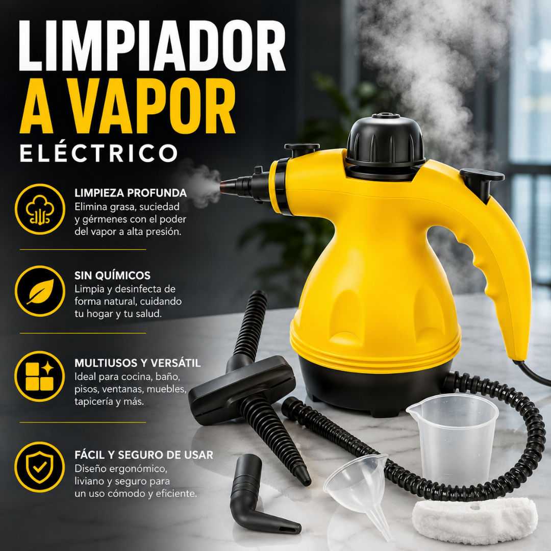 LIMPIADOR A VAPOR ELÉCTRICO – Limpieza profunda sin químicos, potencia del vapor y resultados visibles en minutos