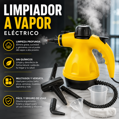 LIMPIADOR A VAPOR ELÉCTRICO – Limpieza profunda sin químicos, potencia del vapor y resultados visibles en minutos