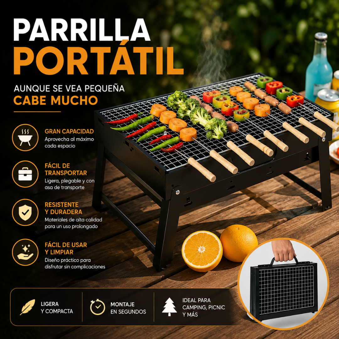 PARRILLA PORTÁTIL – Gran capacidad, fácil transporte