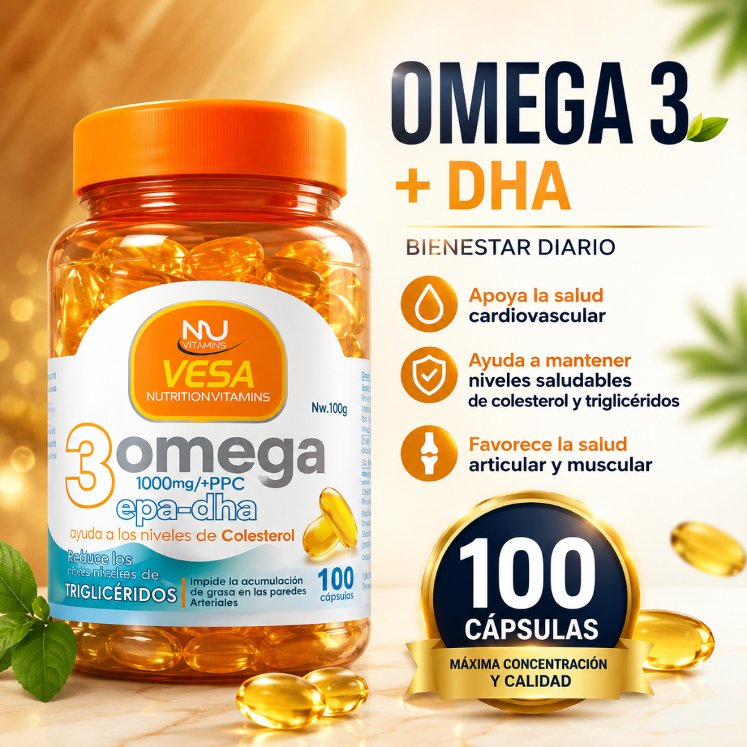 OMEGA 3 + DHA – 100 CÁPSULAS – Apoyo cardiovascular y cerebral