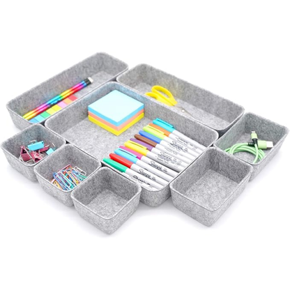 KIT DE ORGANIZACIÓN DE ESCRITORIO GRIS CLARO 8 PIEZAS – Orden, estilo y productividad en un solo set