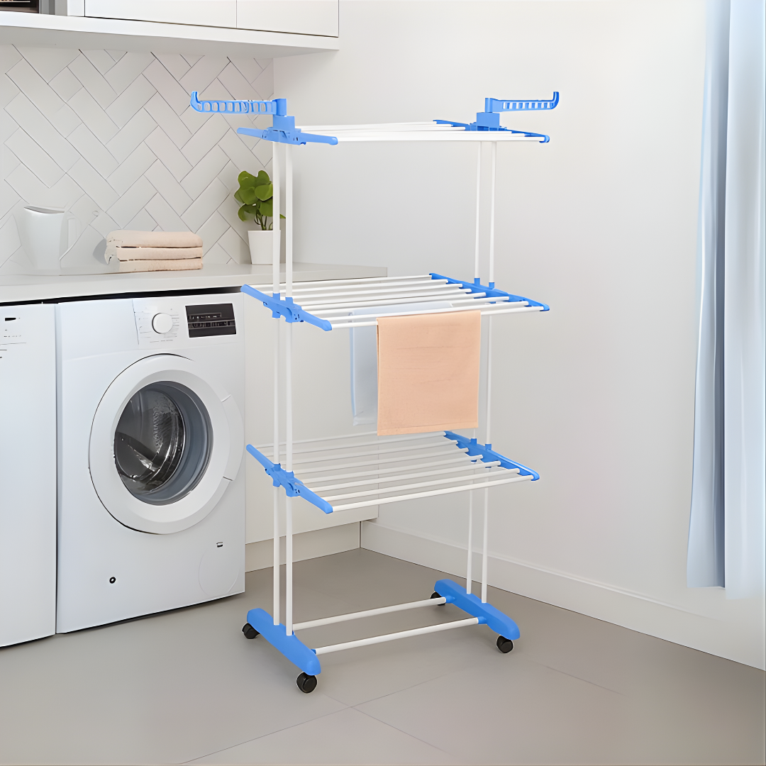 TENDERO VERTICAL PLEGABLE – Secado práctico, espacio optimizado y organización perfecta para tu ropa