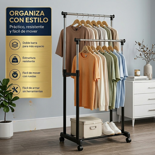 PERCHERO DE ROPA DOBLE NIVEL – Más orden y capacidad en menos espacio