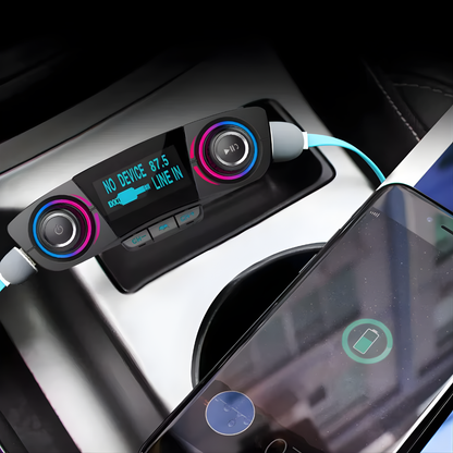 TRANSMISOR FM BLUETOOTH – Conecta tu celular al auto, música sin cables y llamadas manos libres