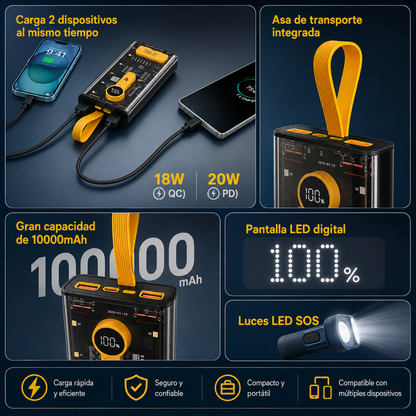 CARGADOR PORTÁTIL DE 10000 MAH – Energía para varios dispositivos