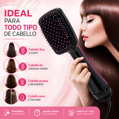CEPILLO ELÉCTRICO 3 EN 1 – Seca, alisa y peina tu cabello con acabado más suave en menos tiempo